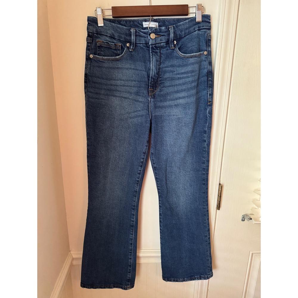 Good American Good Legs Crop Mini Boot Jeans Indigo Blue 8/29 GLCMB802T